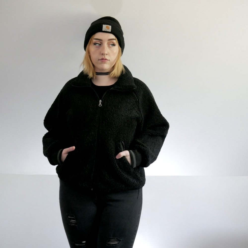 joylab black teddy bear jacket xxl